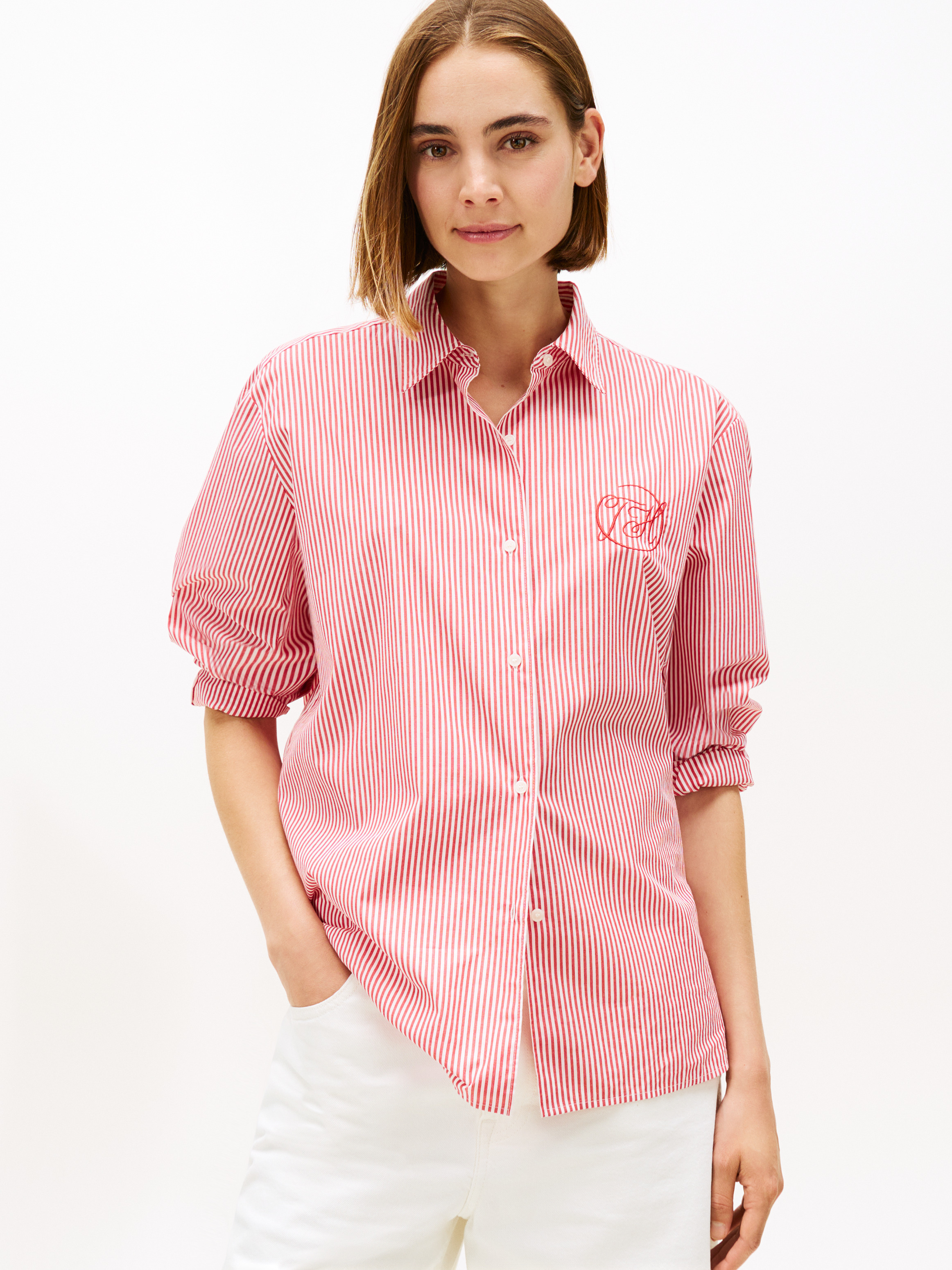 Oversized Fit Logo Embroidery Shirt