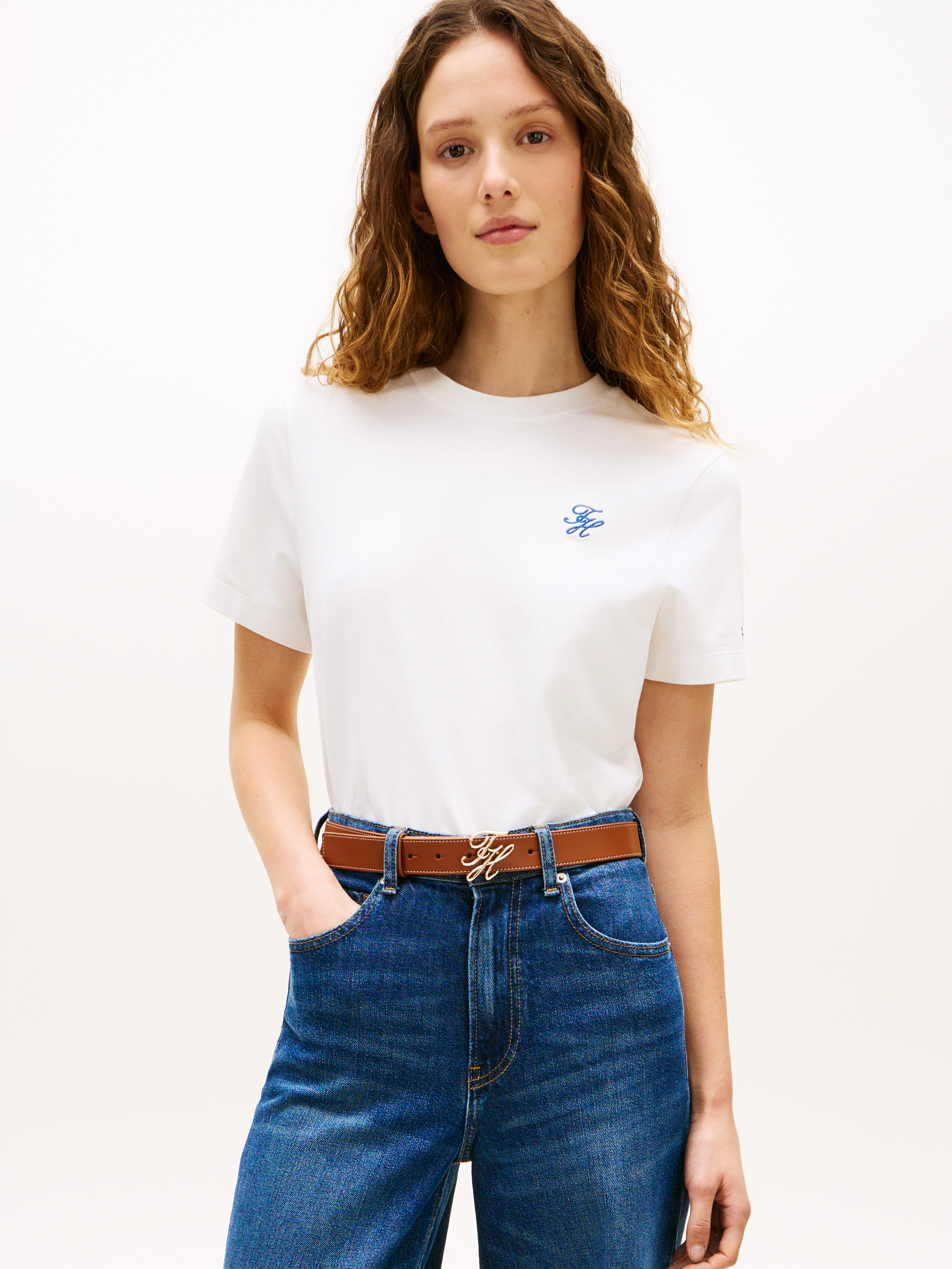 Logo Embroidery Jersey Crew Neck T-Shirt