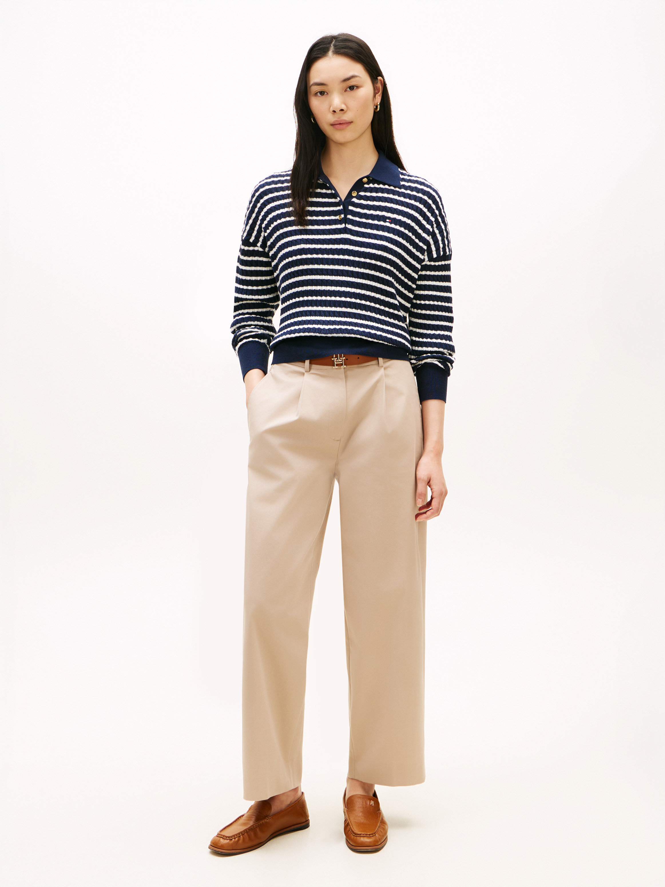 Barrel Leg Mid Rise Chinos