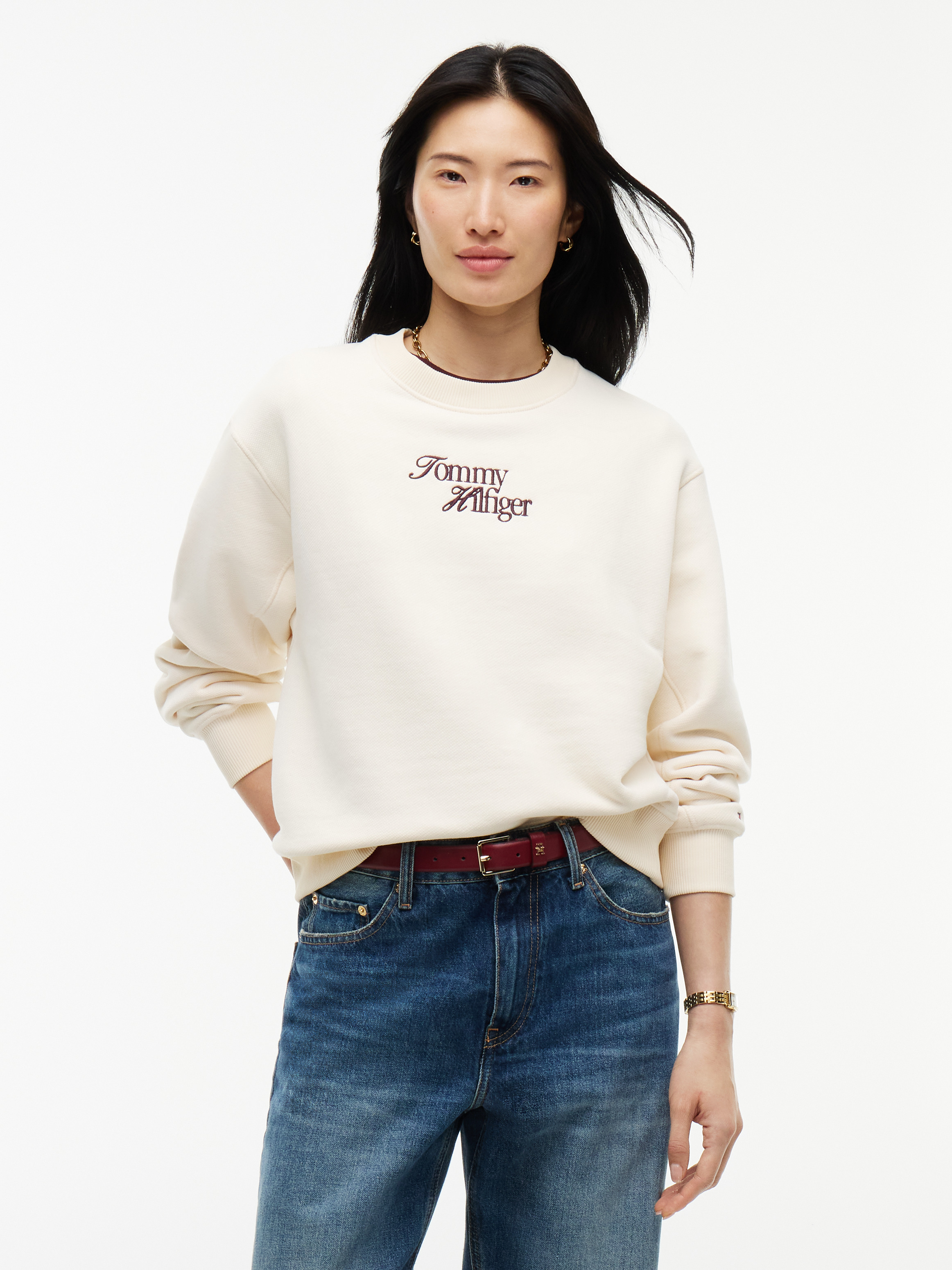 Logo Relaxed Terry Sweatshirt — Cream