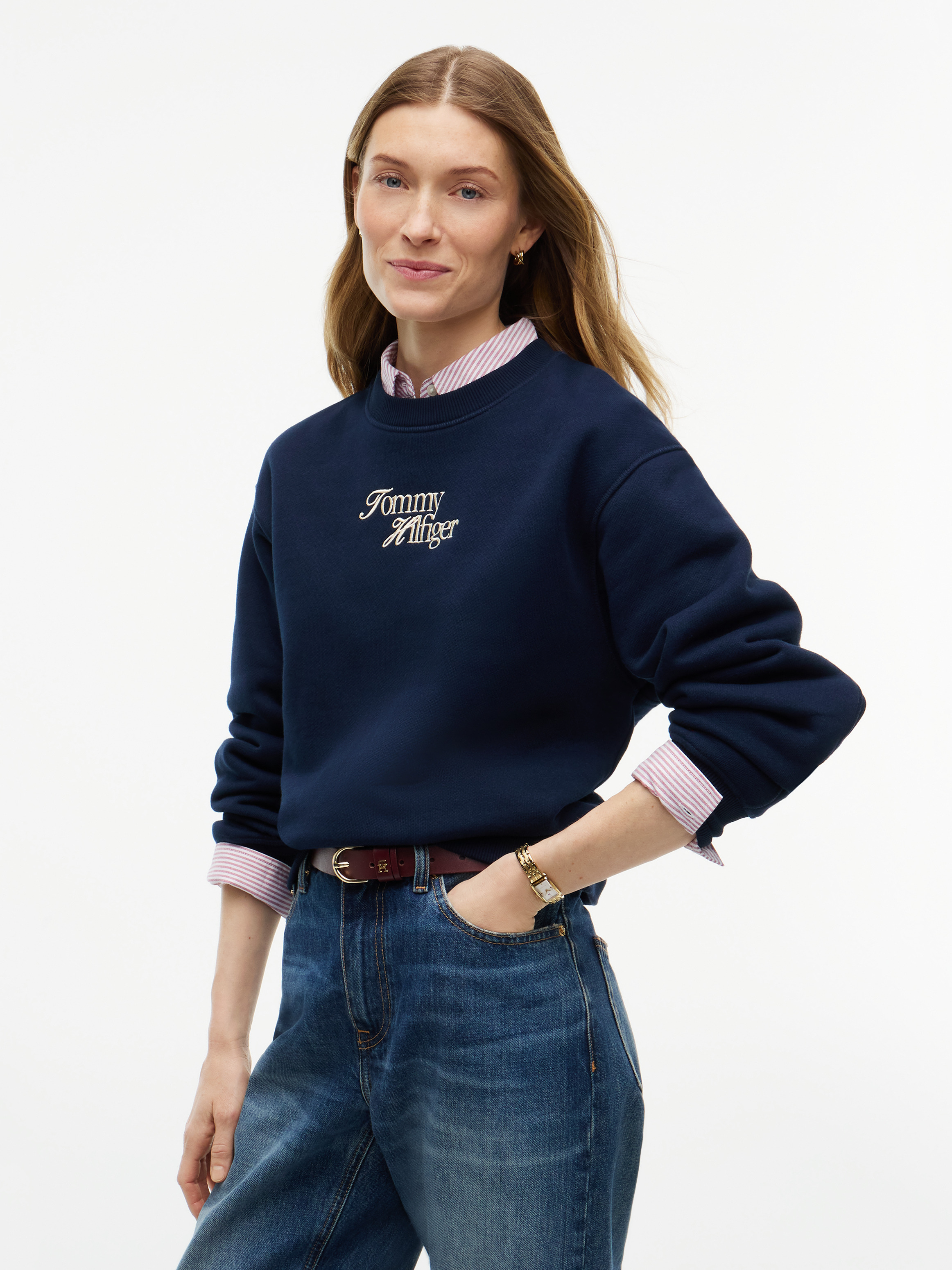 Logo Relaxed Terry Sweatshirt — Dark Blue