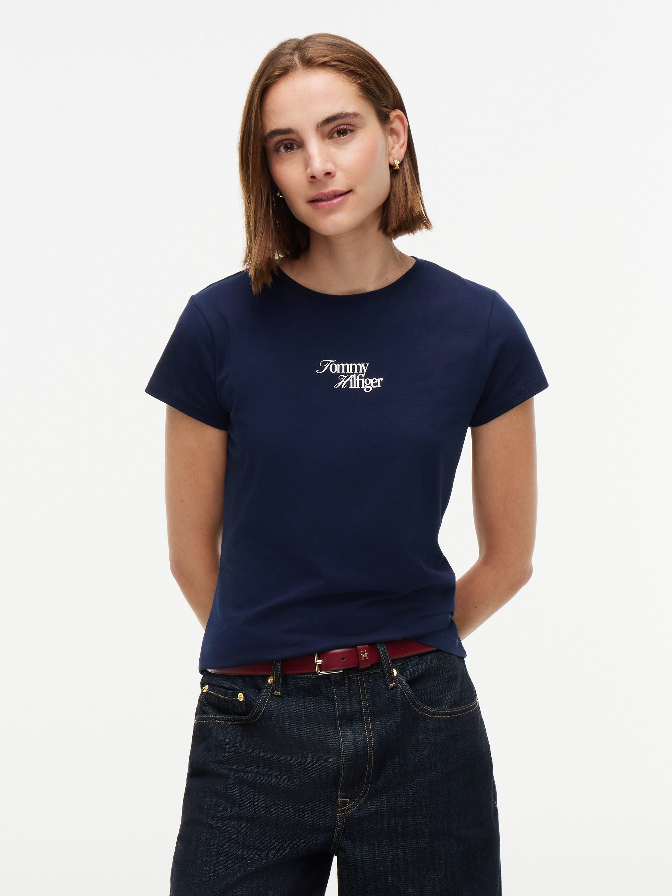 Logo Slim Crew Neck T-Shirt — Blue
