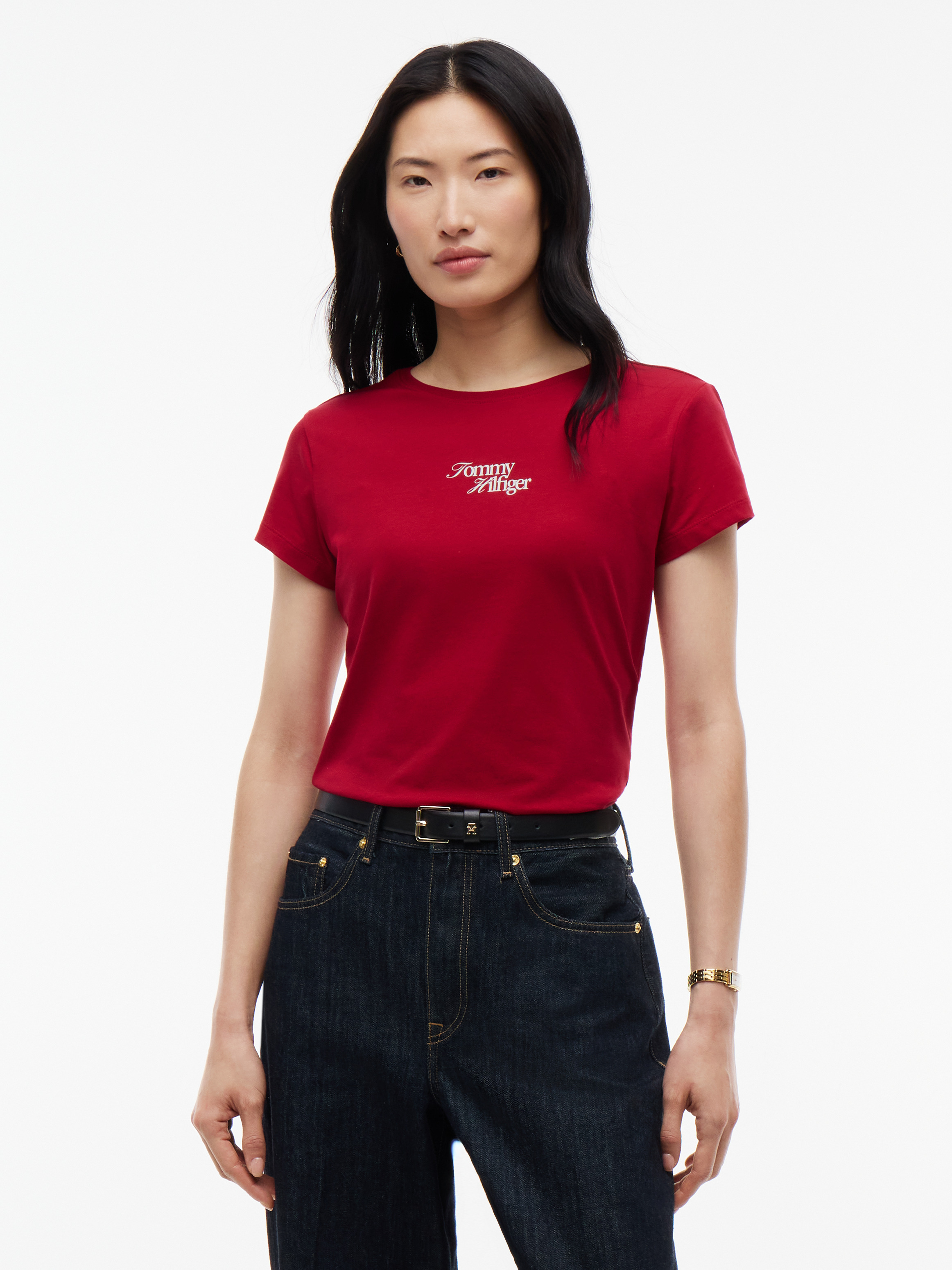 Logo Slim Crew Neck T-Shirt — RED