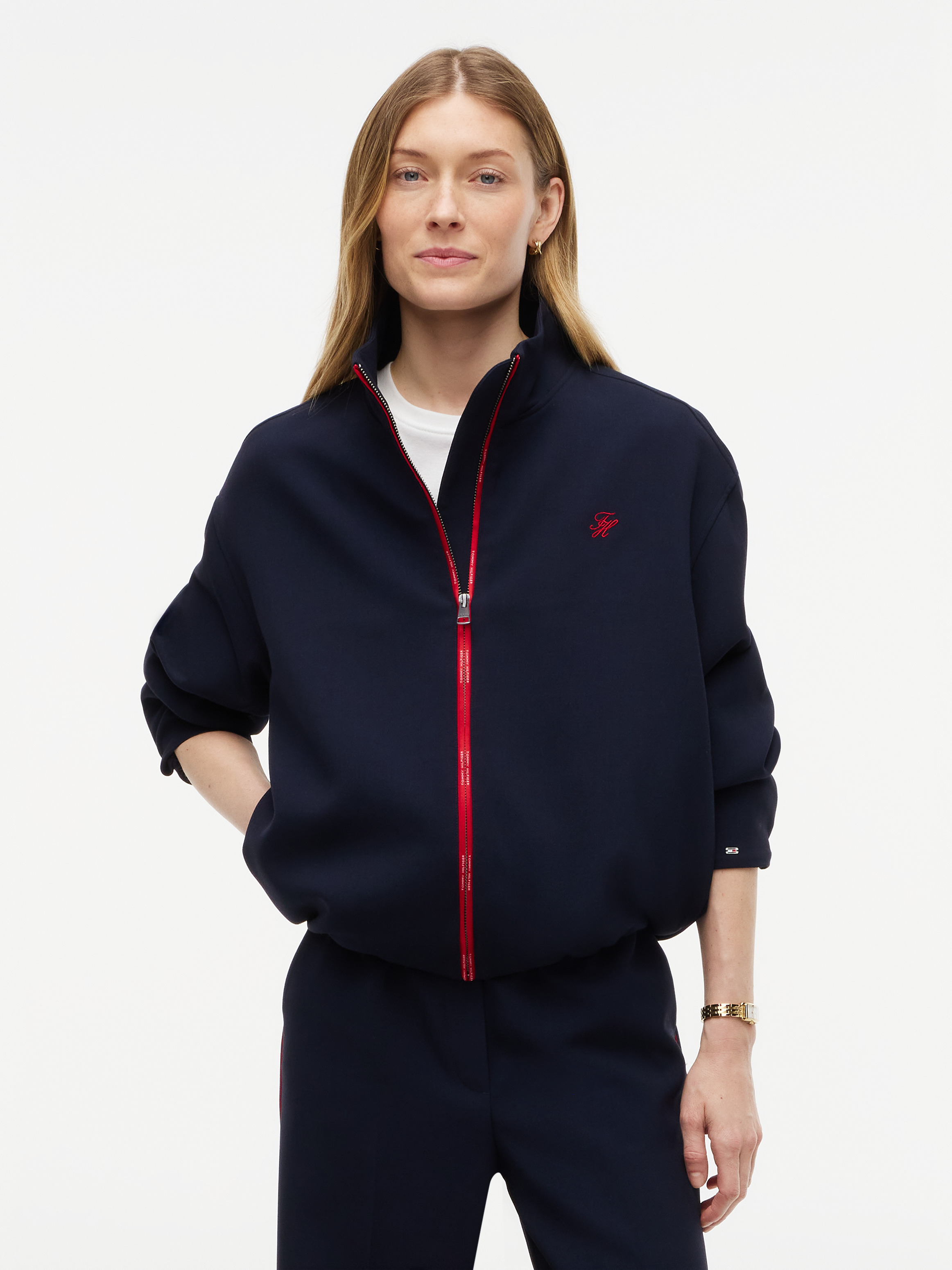 Lightweight Relaxed Zip-Thru Bomber Jacket — Blue