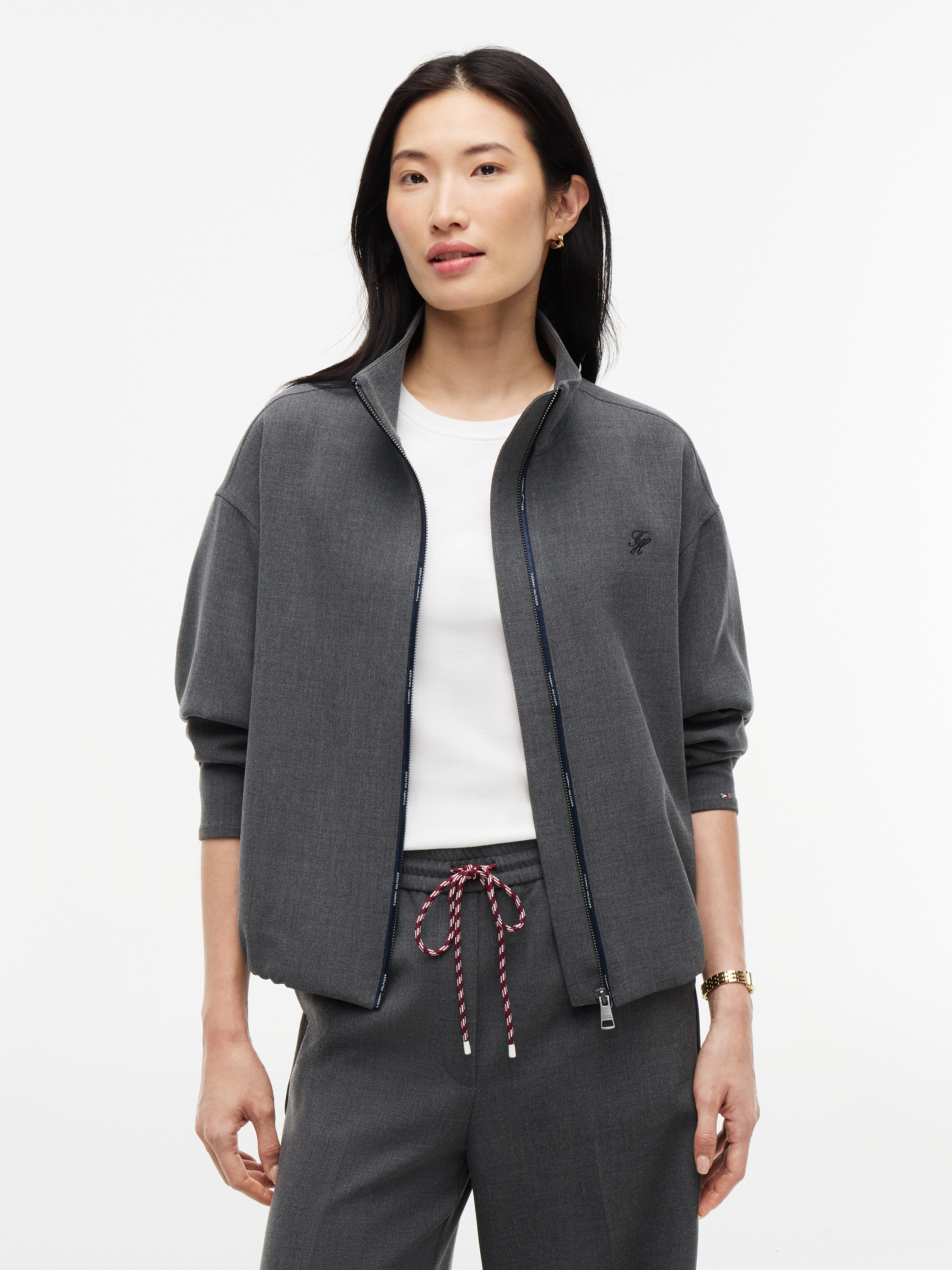 Lightweight Relaxed Zip-Thru Bomber Jacket — GREY